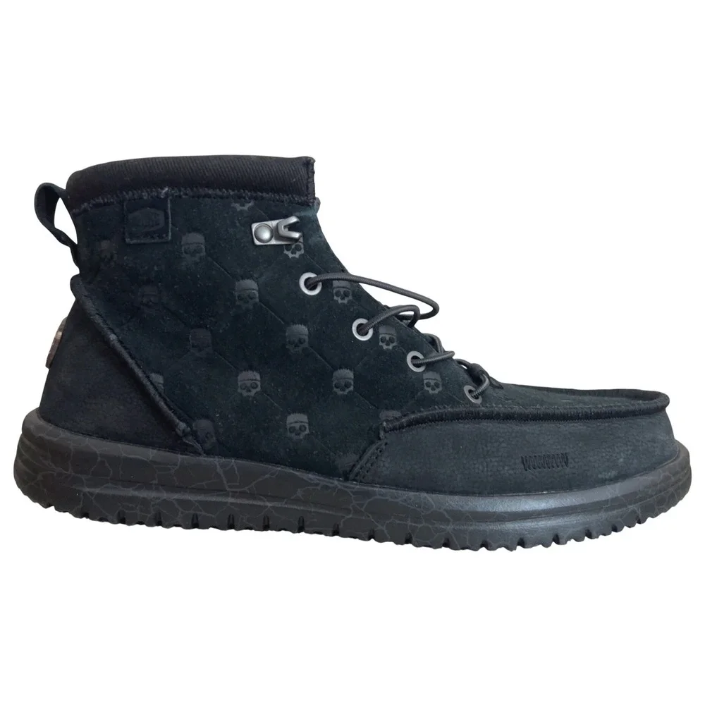 Jelly Roll x Hey Dude Leather Boots Bradley Black Skull Print Mens Sz 12